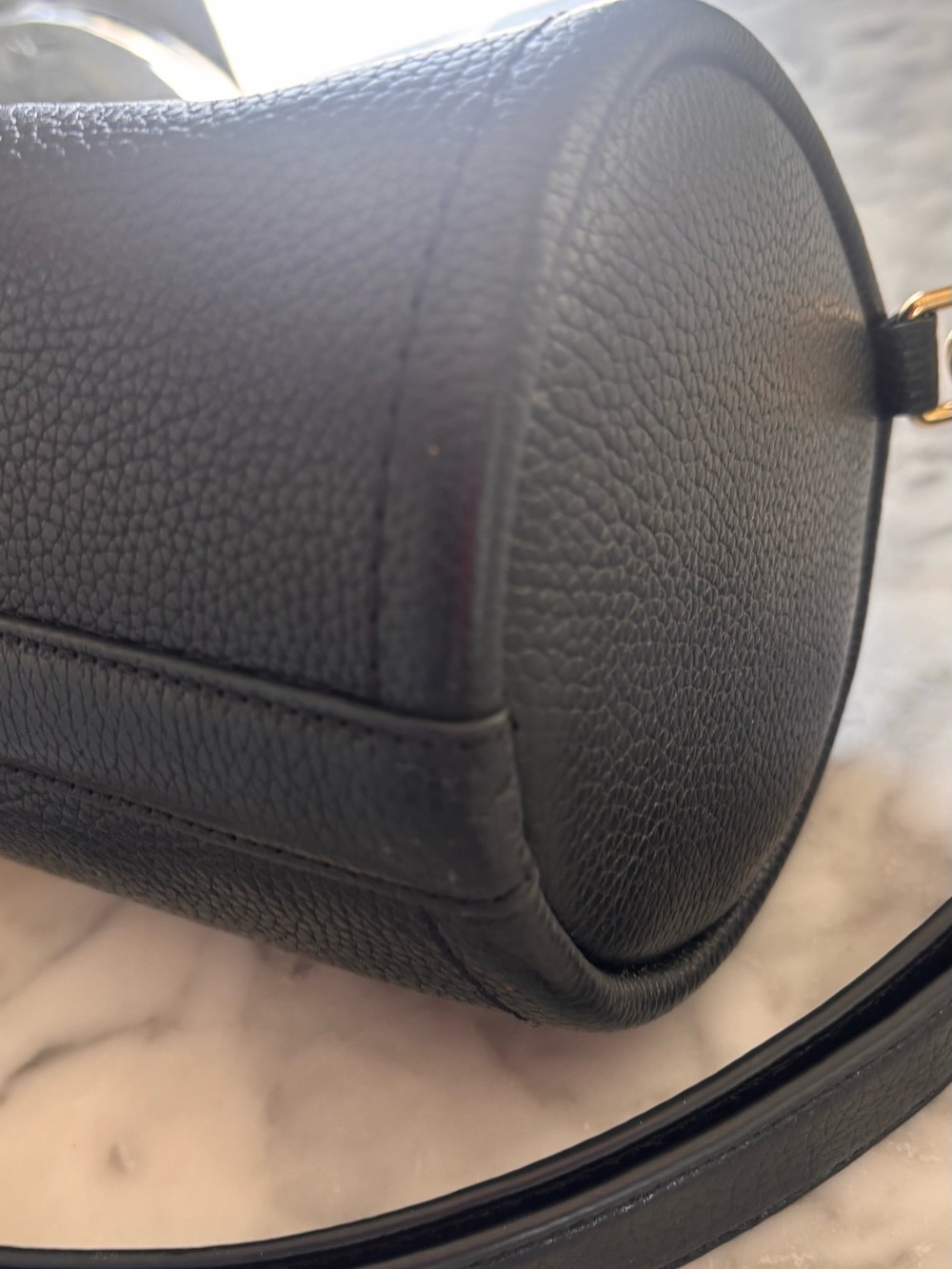 Marc Jacobs Black Pebbled Leather The Duffle Bag Crossbody - Picture 7 of 8